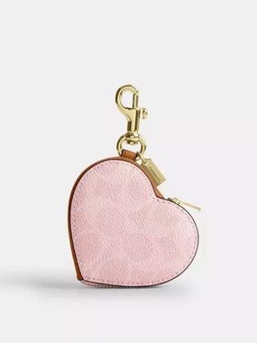 Coach Powder Pink Heart Coin Case Keychain or Bag Charm